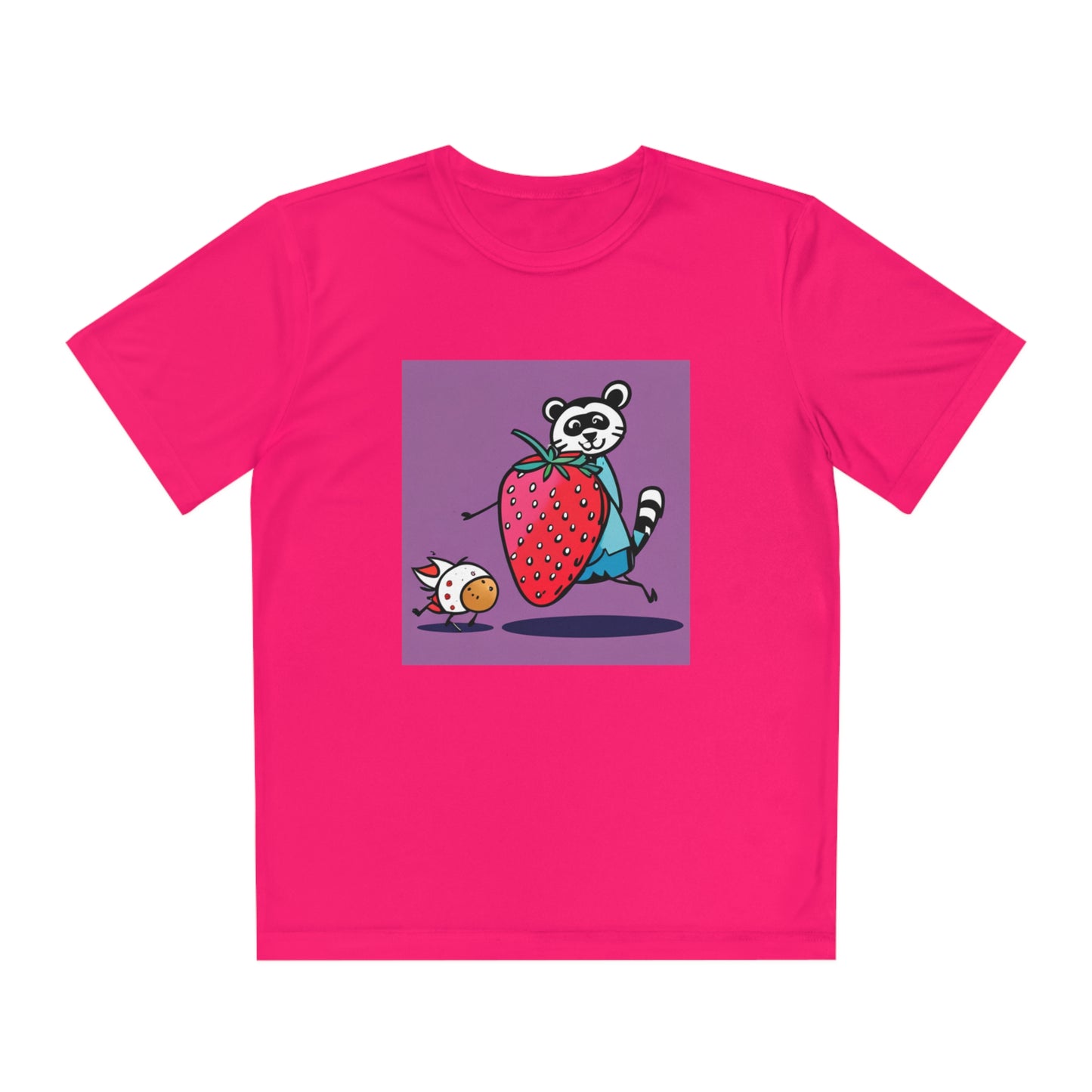 Brookes Strawberry Racoon Funny AI Kids Tee Shirt