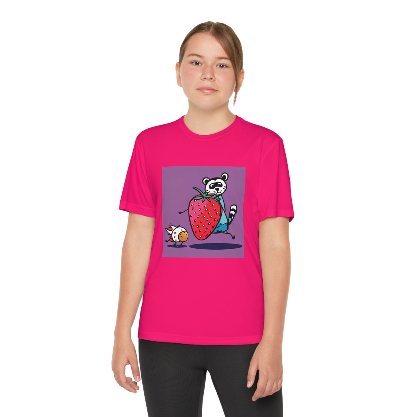 Brooke's Strawberry Racoon Funny AI Kids Tee Shirt
