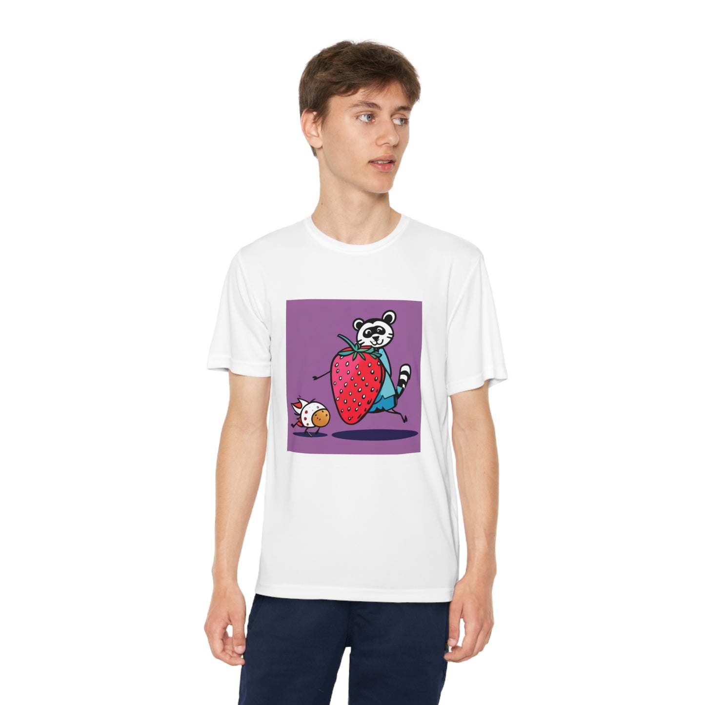 Brooke's Strawberry Racoon Funny AI Kids Tee Shirt