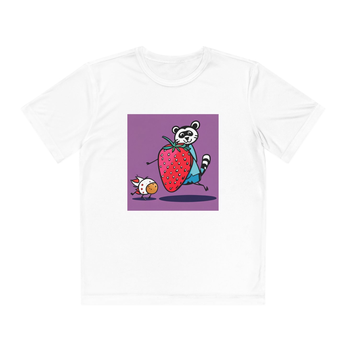 Brookes Strawberry Racoon Funny AI Kids Tee Shirt