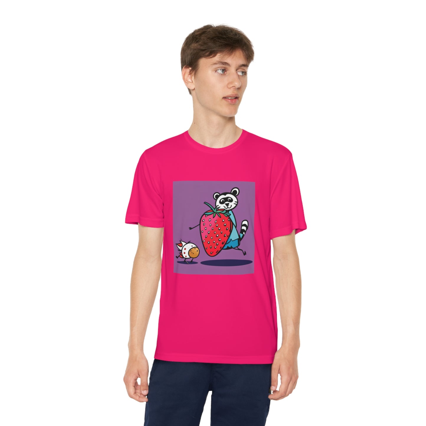 Brooke's Strawberry Racoon Funny AI Kids Tee Shirt