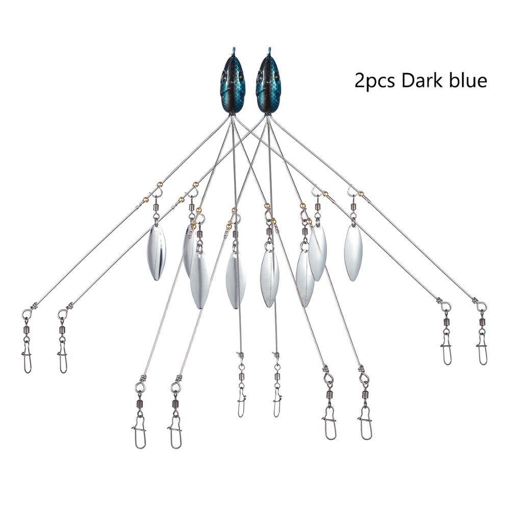 Bassdash Umbrella Fishing lure Rig 5 Arms Alabama Rig Head Swimming Bait Bass Fishing Group Lure Snap Swivel Spinner , 18g Jaxsnap 