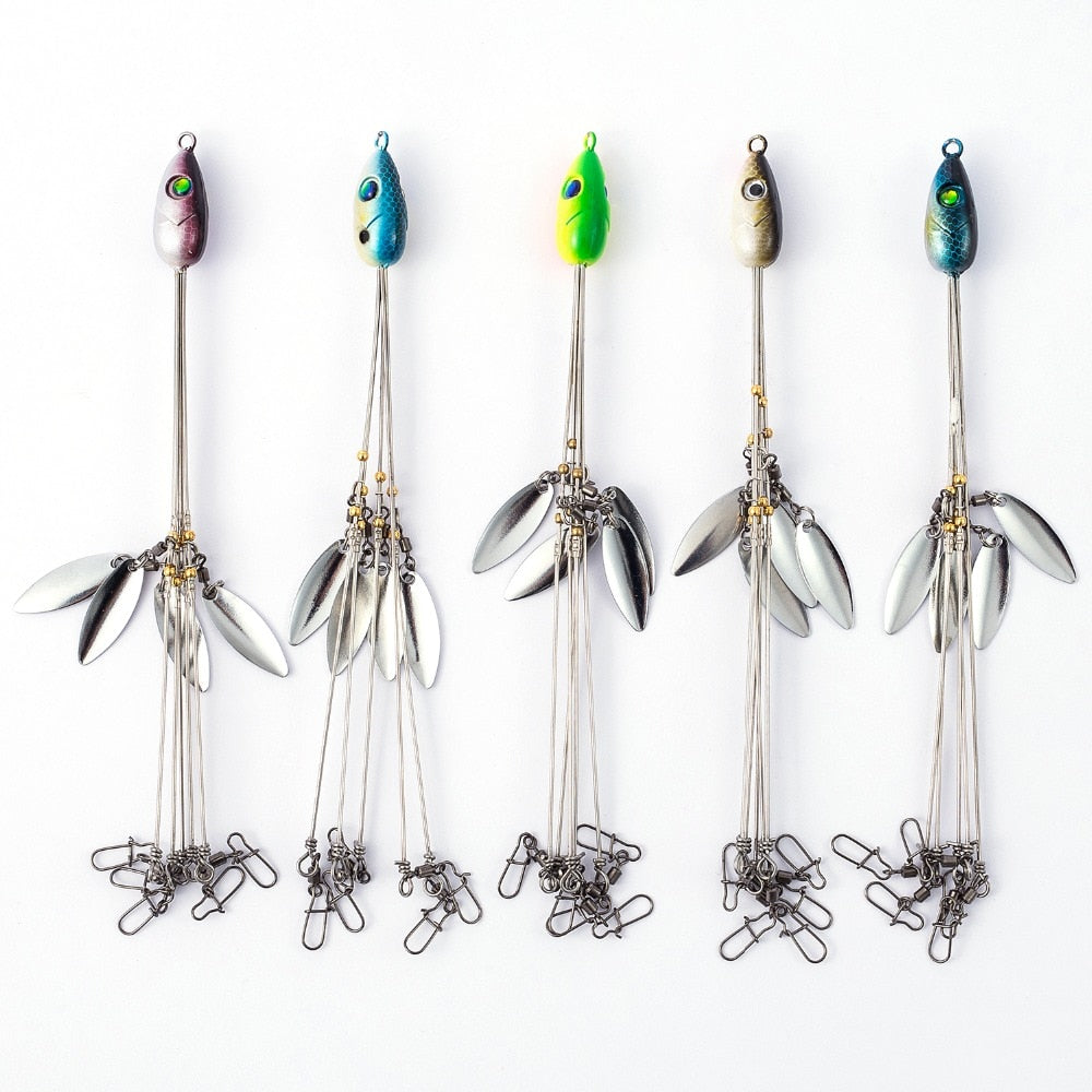 Bassdash Umbrella Fishing lure Rig 5 Arms Alabama Rig Head Swimming Bait Bass Fishing Group Lure Snap Swivel Spinner , 18g Jaxsnap 