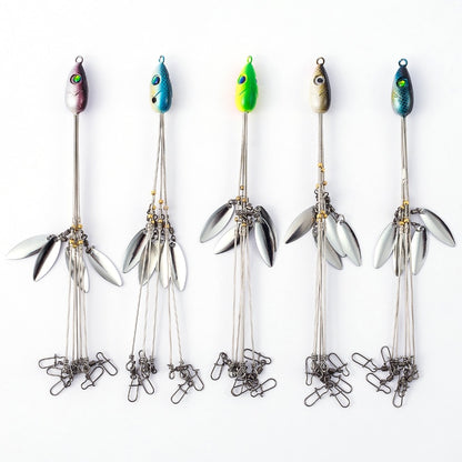 Bassdash Umbrella Fishing lure Rig 5 Arms Alabama Rig Head Swimming Bait Bass Fishing Group Lure Snap Swivel Spinner , 18g Jaxsnap 