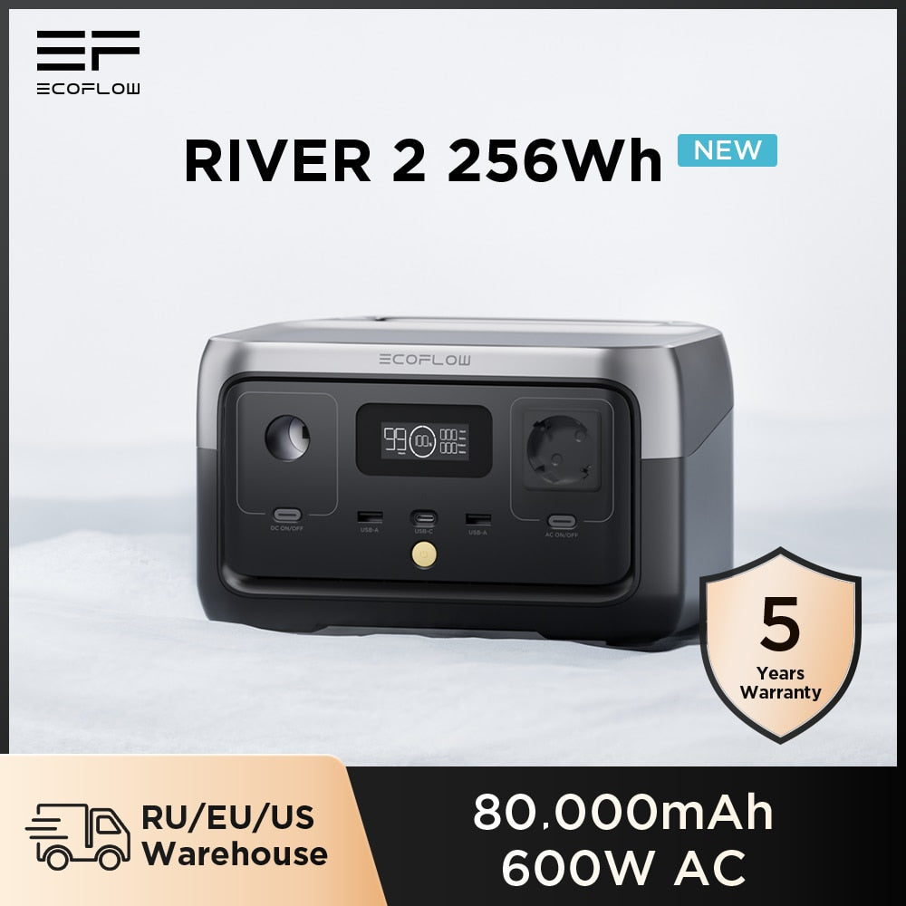 EcoFlow RIVER 2 Portable Power Station Solar Generator 256Wh 300W AC Outlets LiFePO4 Battery for Home Tents Outdoor RV Camping ecoflow